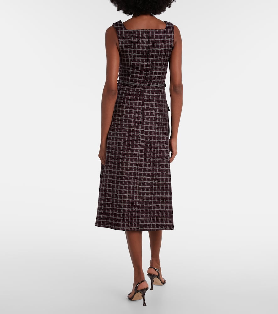 Petra houndstooth wool-blend midi dress