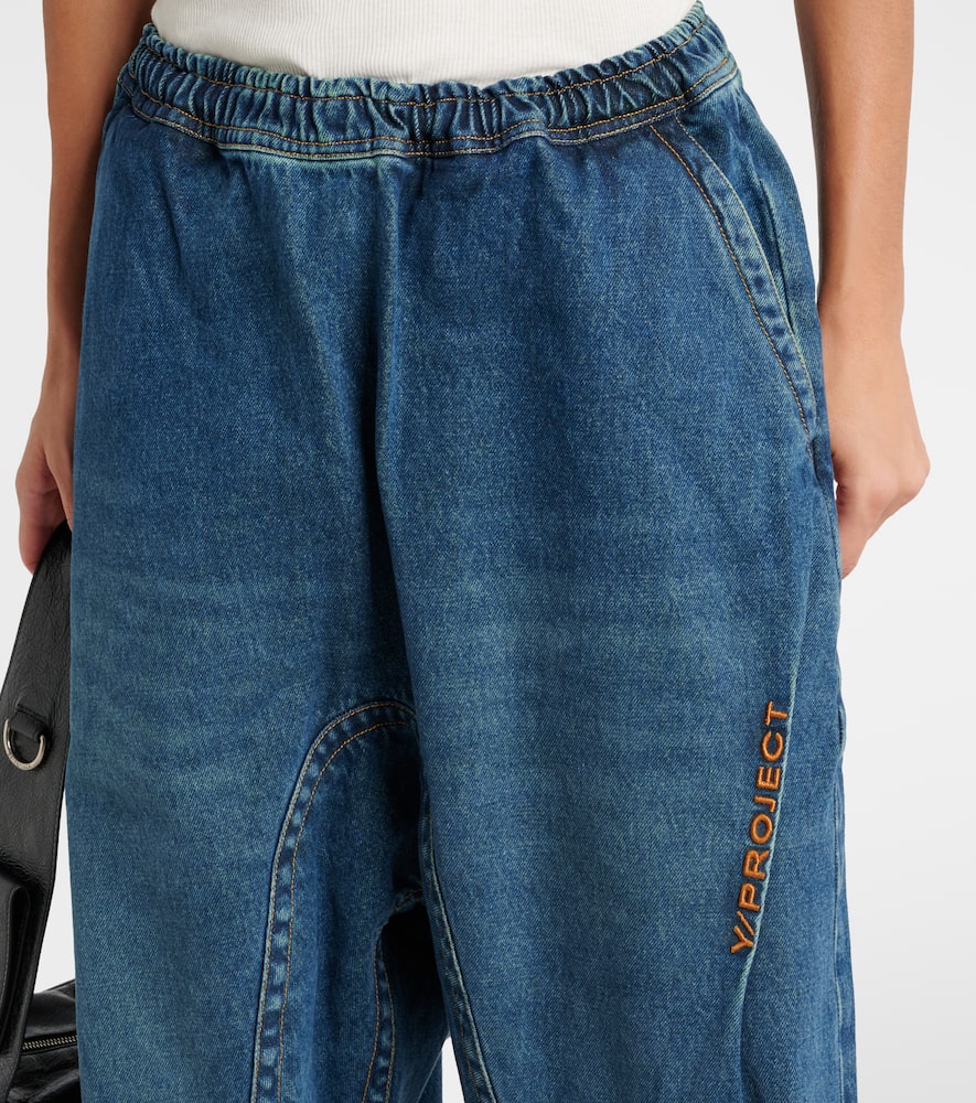 Logo low-rise wide-leg jeans