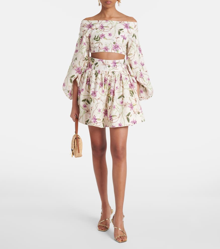Floral linen shorts