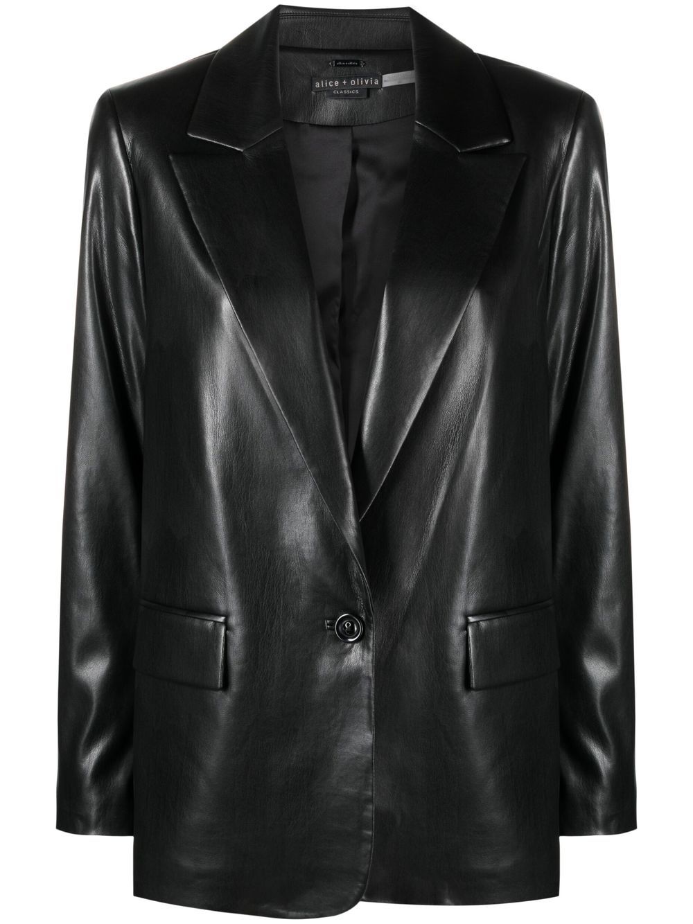 Faux-leather blazer - Black
