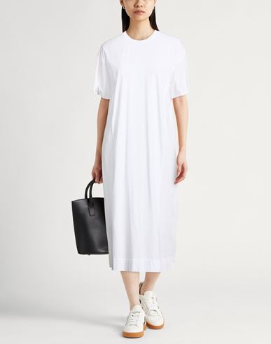Woman Midi dress White Size 6 Cotton, Elastane