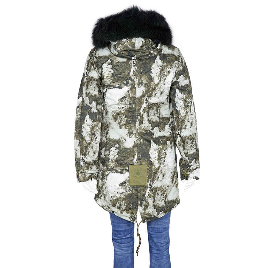 Ladies Army Printed Nylon Parka Midi