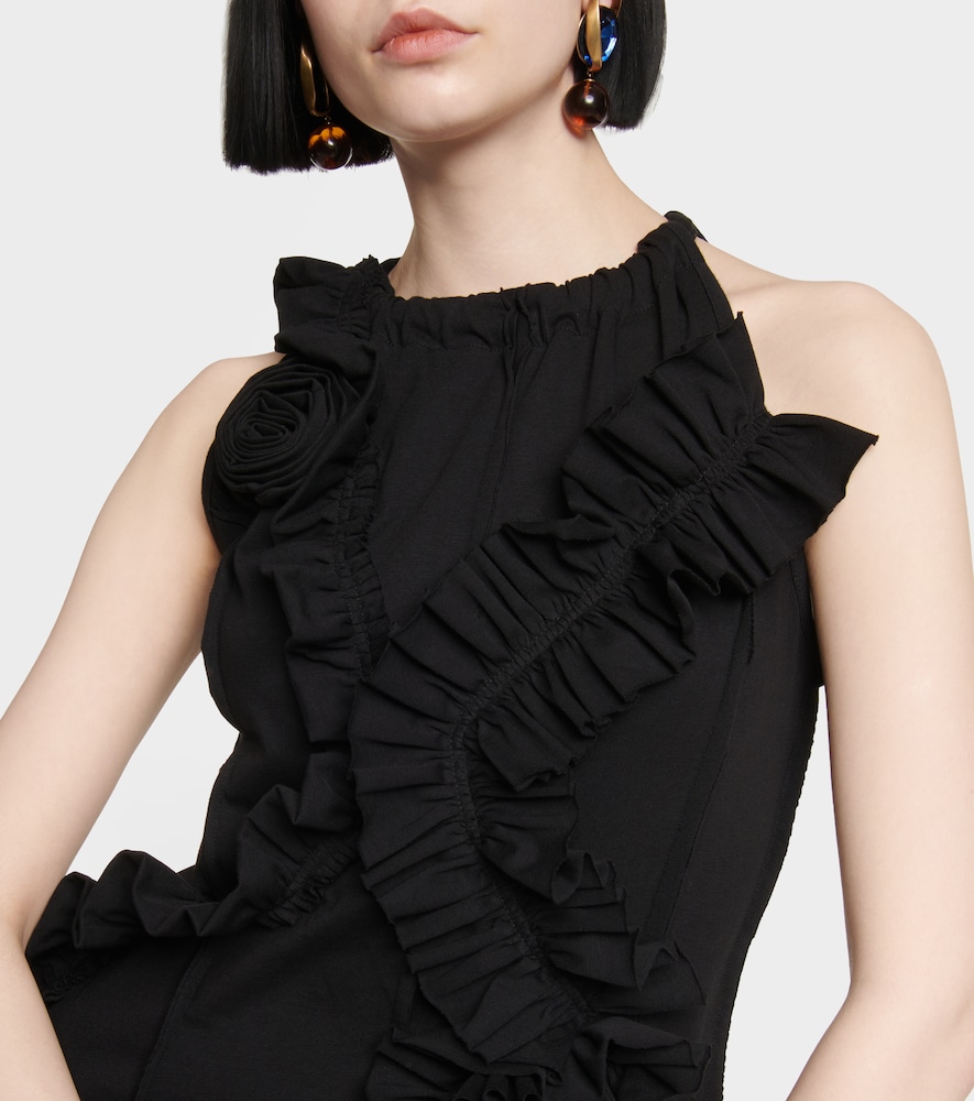 Ruffle-trimmed cotton jersey maxi dress