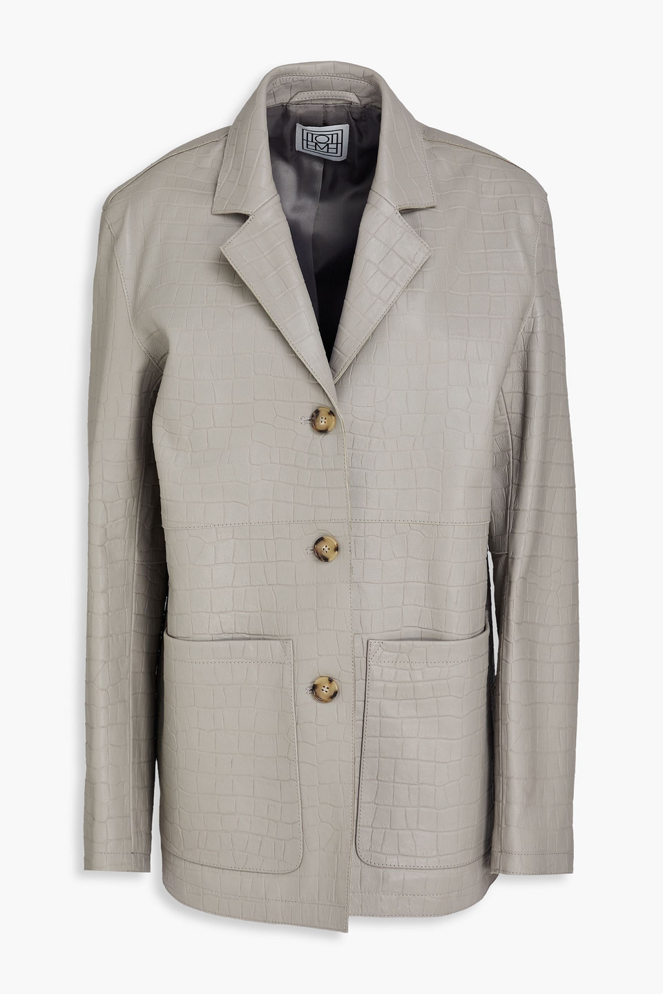 Croc-effect leather blazer - Gray - FR 32