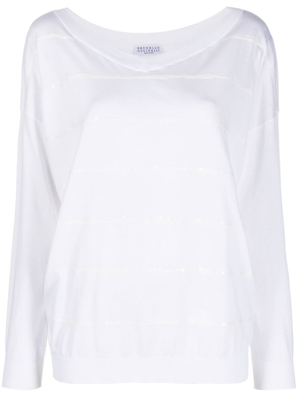 V-neck knitted jumper - White