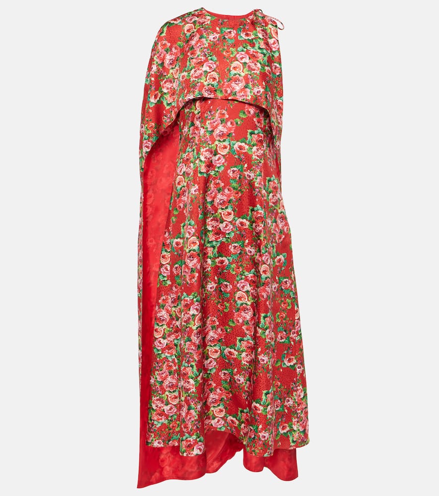 Caped silk midi dress