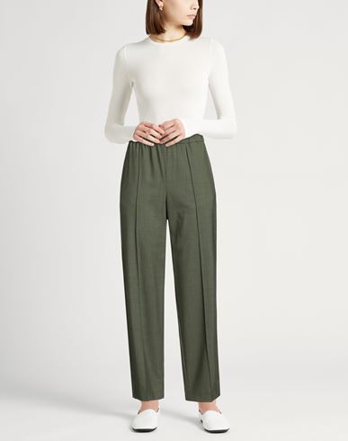 Woman Pants Military green Size 14 Virgin Wool, Polyamide, Elastane