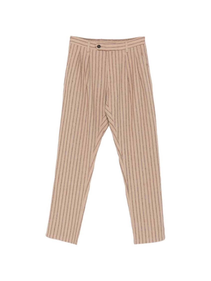 Beige Striped Trousers