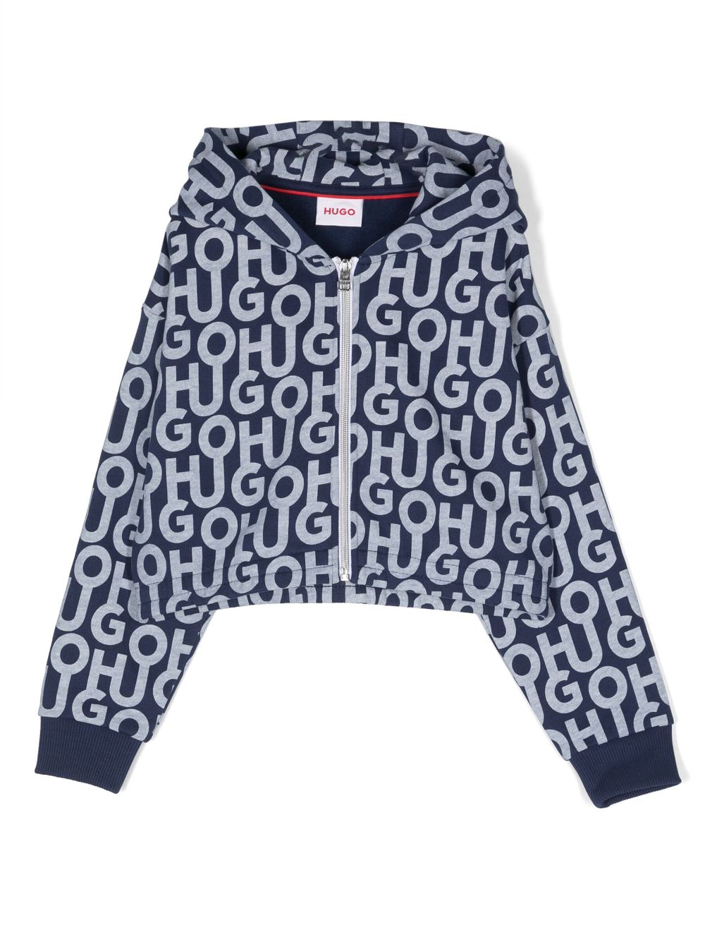 Logo-printed zip-up hoodie - Blue