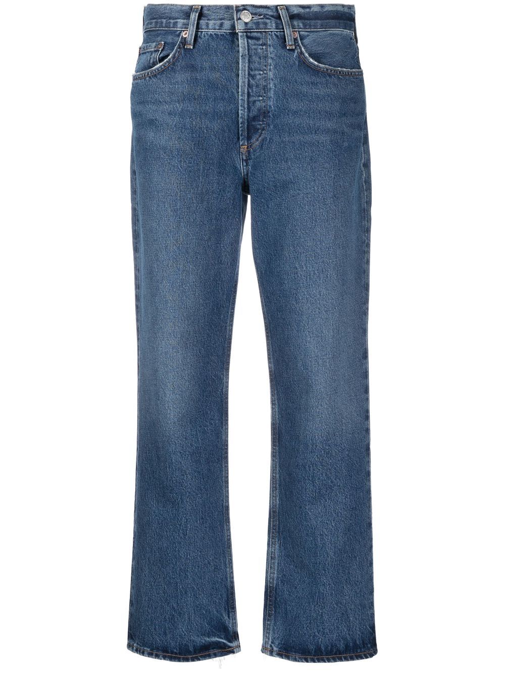 Organic-cotton cropped jeans - Blue