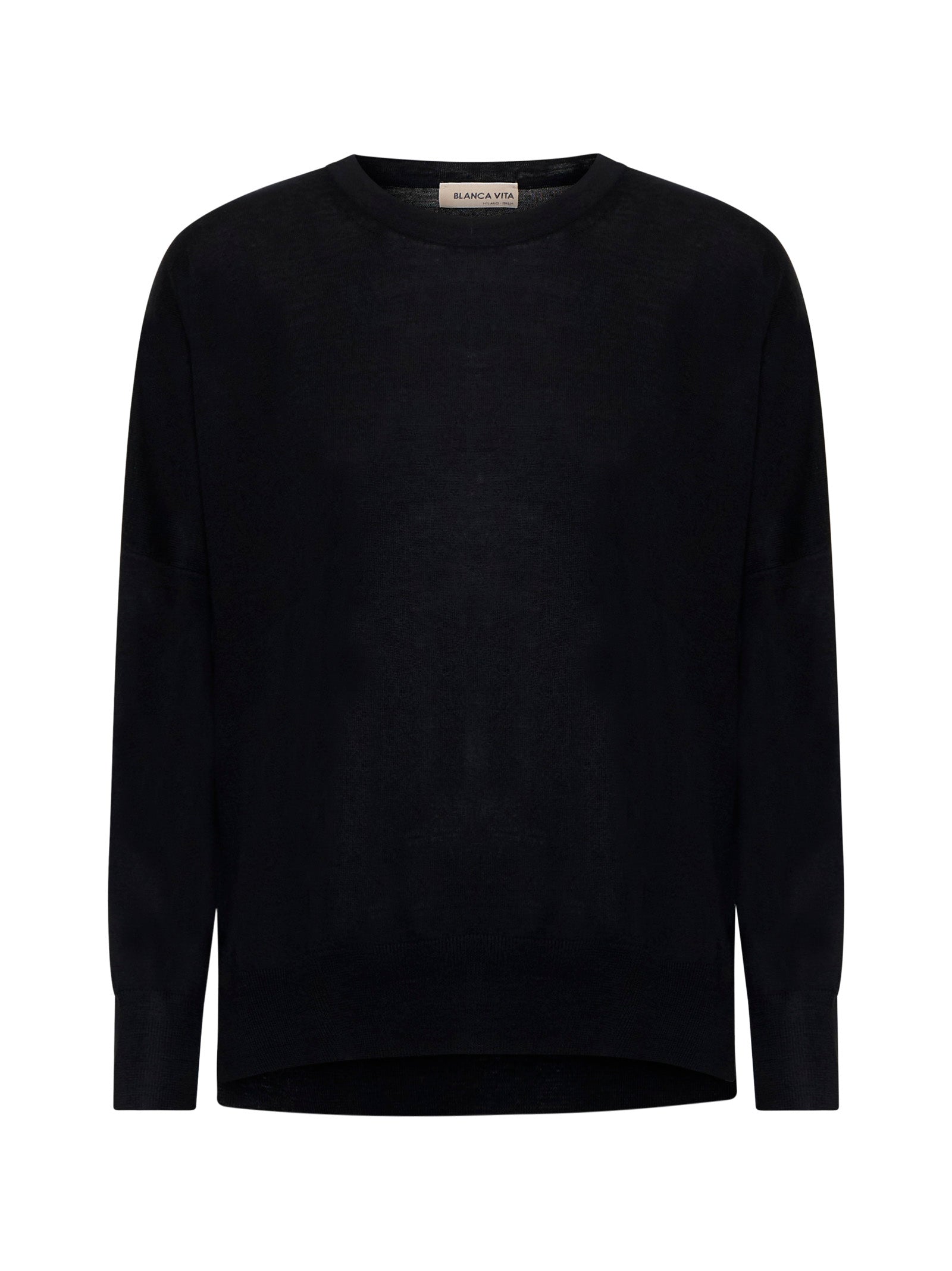 Wool Crew-Neck Sweater — Black