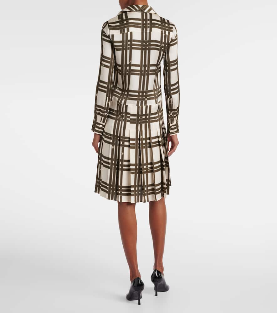 Ribbon Check silk shirt dress