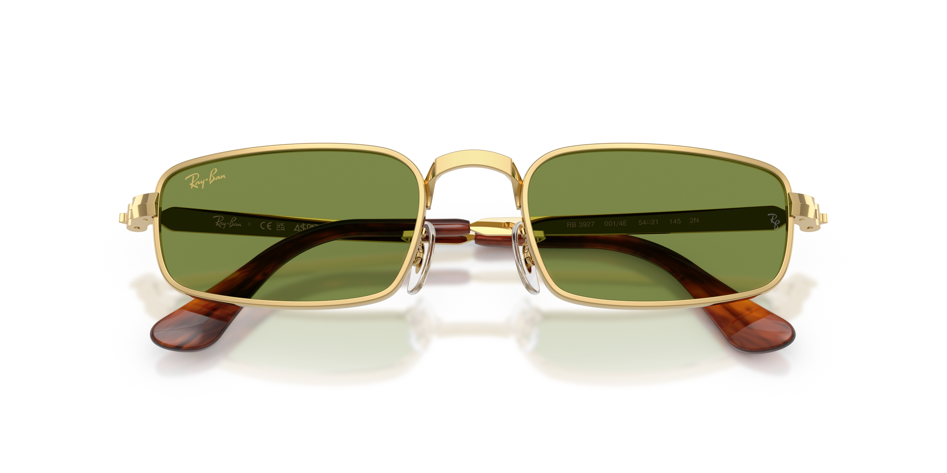 Ray - Ban Unisex Ray - Ban A$AP Rocky RB3927 001/4E Sunglasses Metal Gold Green Pillow Norma