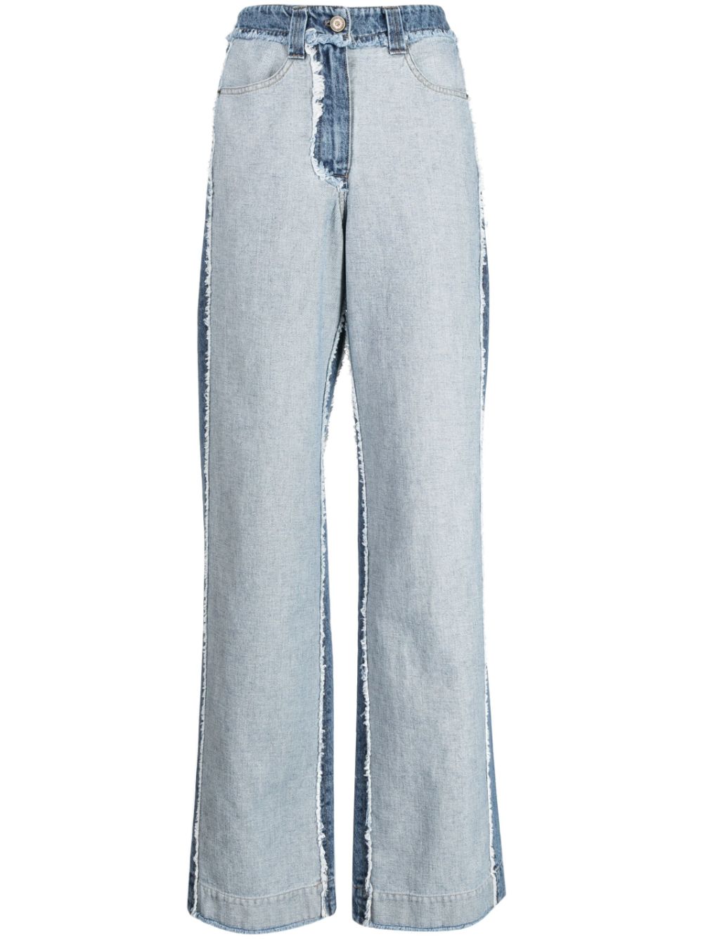 Cora panelled wide-leg jeans - Blue