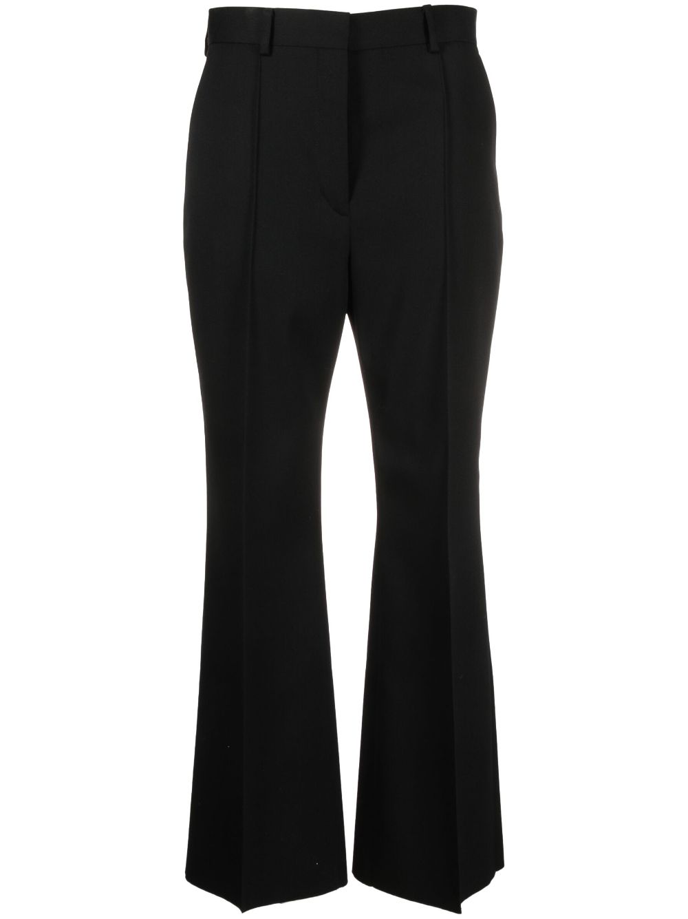Flared cropped wool trousers - Black
