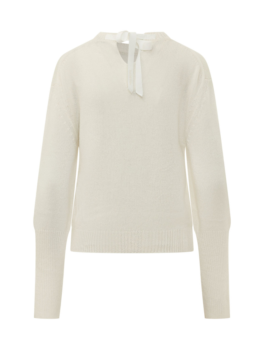 Off White Knitted Crew Neck Sweater