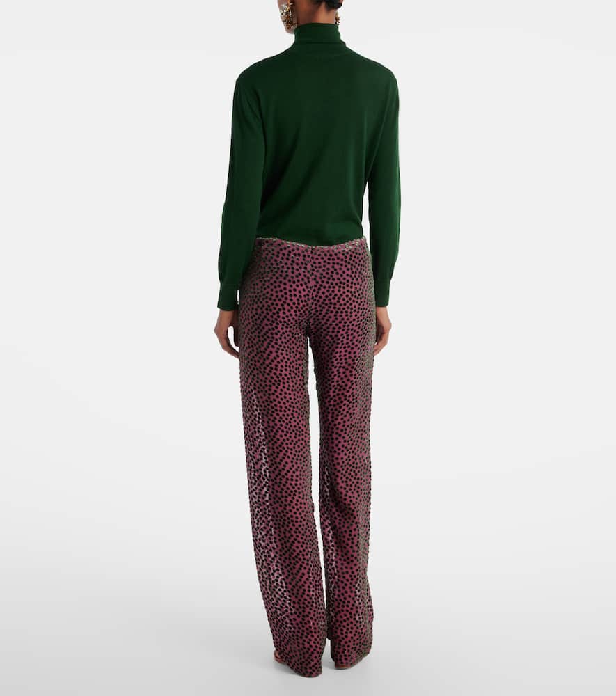 Polka-dot straight pants