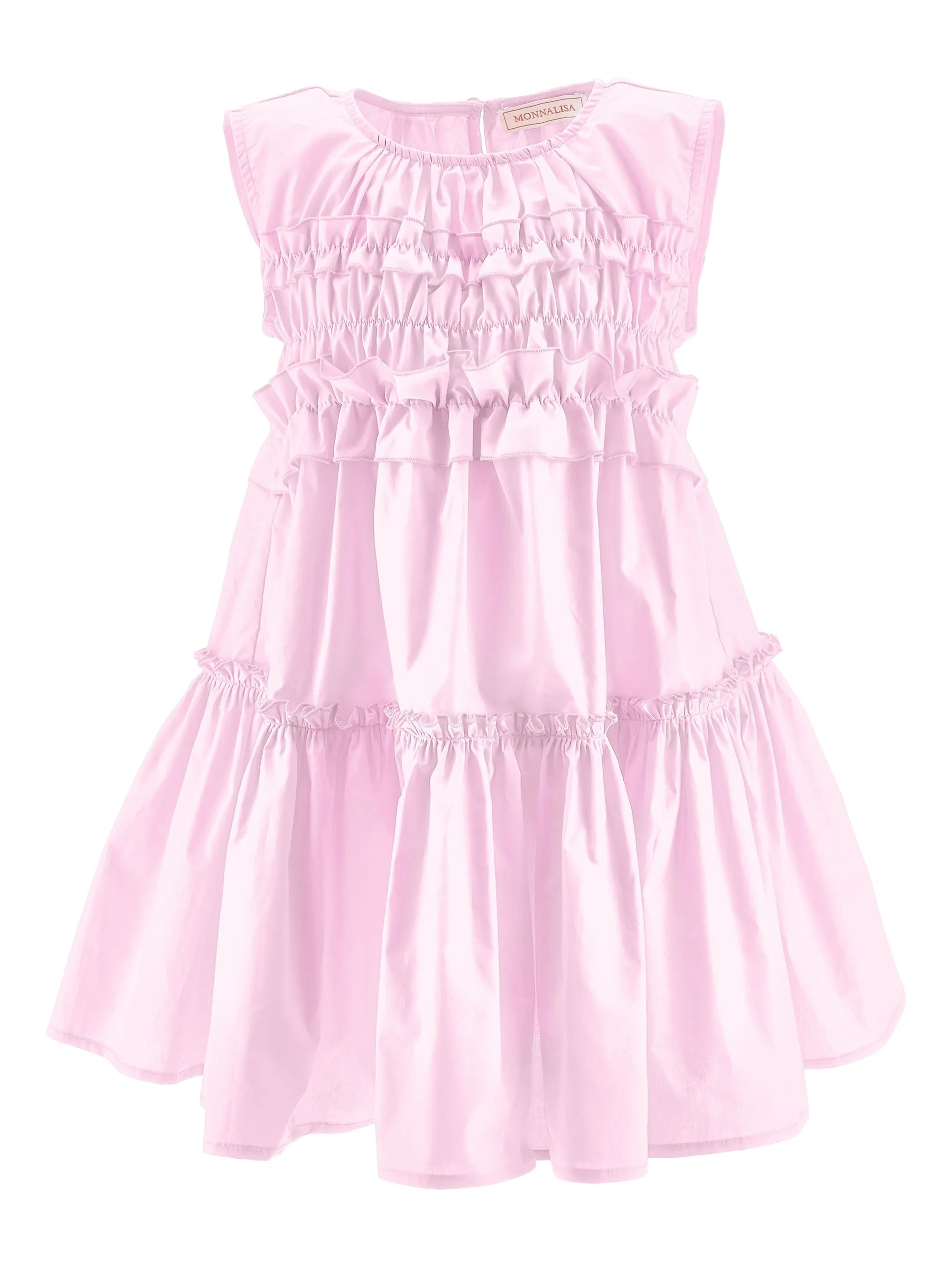 Mini Ruffled Neckline Dress with Button Back Closure