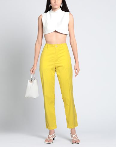 Woman Pants Yellow Size 1 Cotton, Polyamide