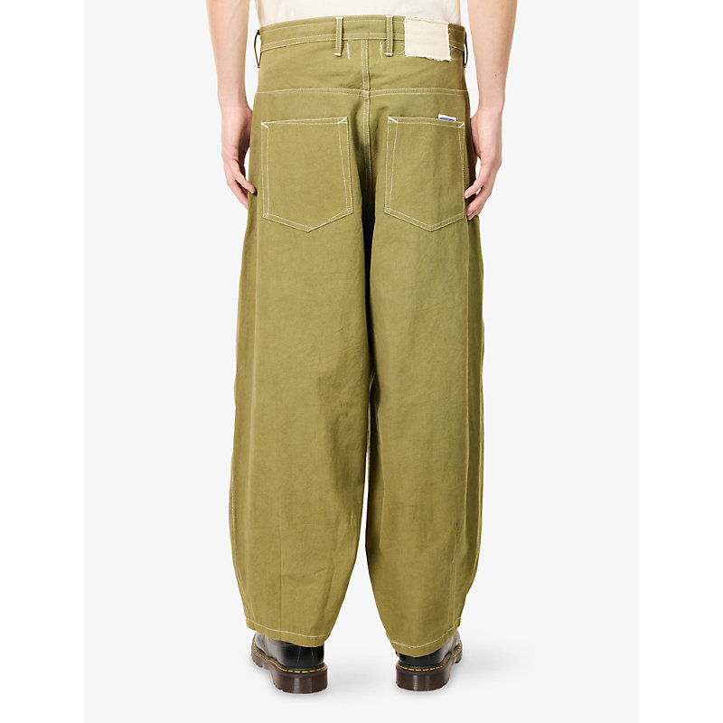 Mens Lush Pleated Wide-Leg Denim Jeans