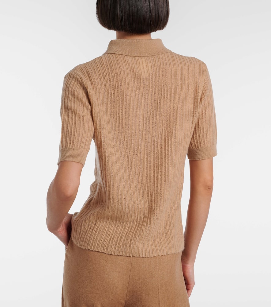 Ribbed-knit cashmere polo shirt