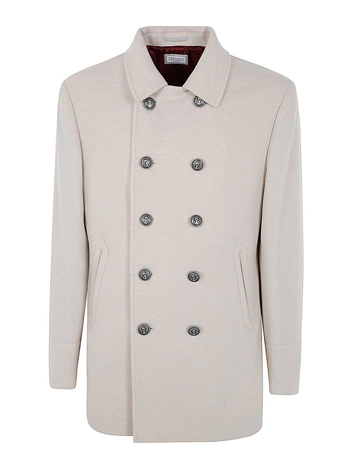 Double-breasted cashmere jacket - Neutrals