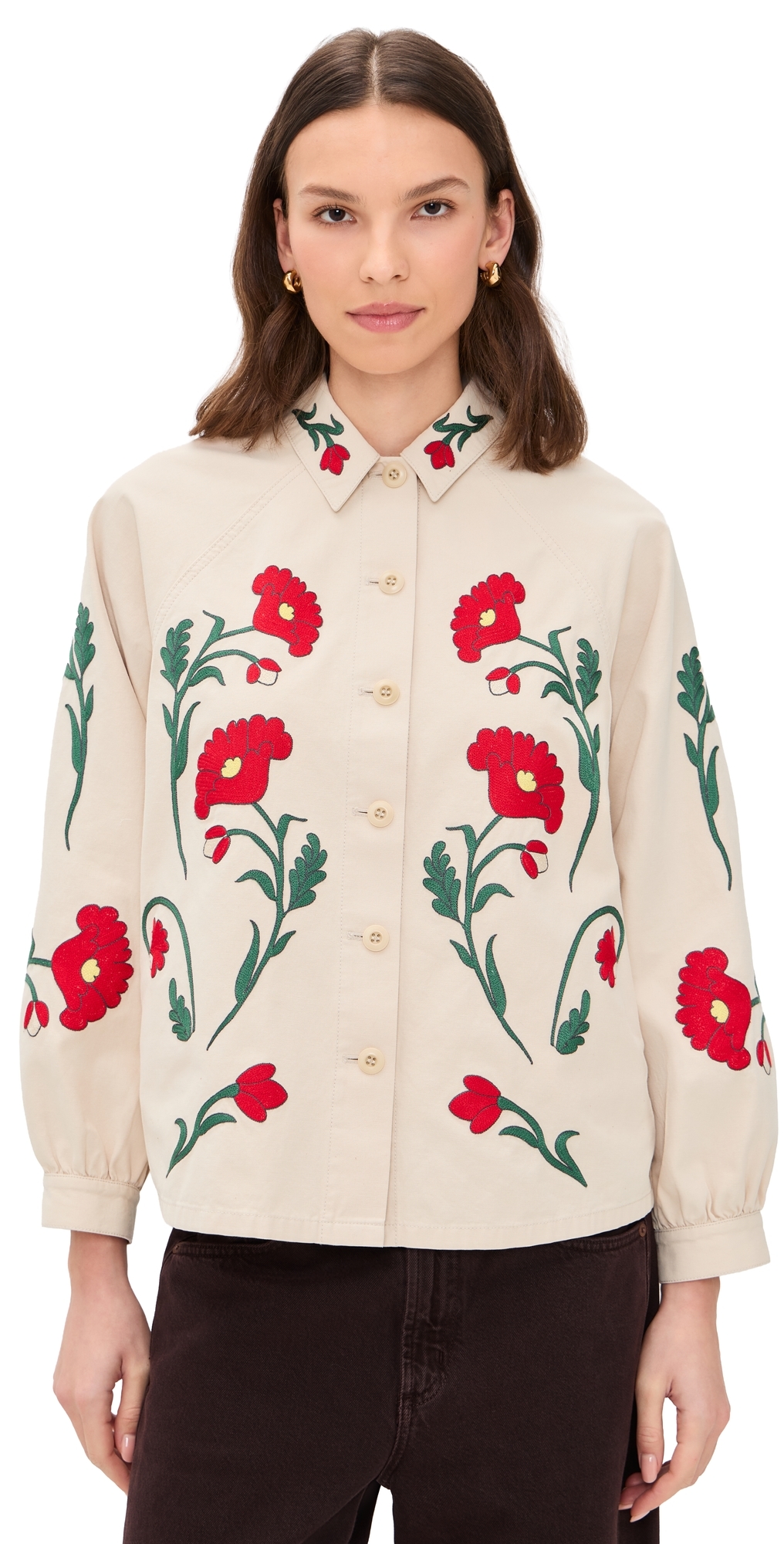The Western Embroidered Commodore Jacket Cream