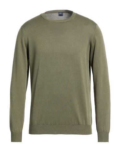 Man Sweater Dark green Size 44 Cotton