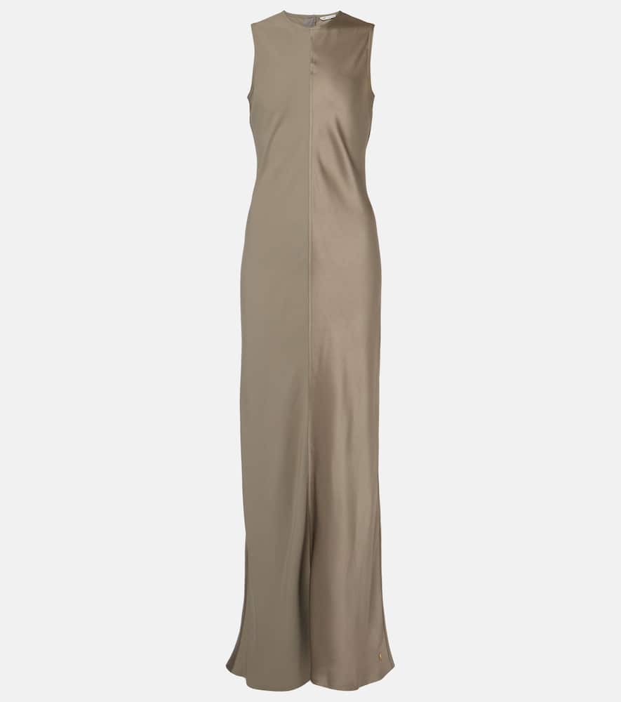 Paneled satin maxi dress
