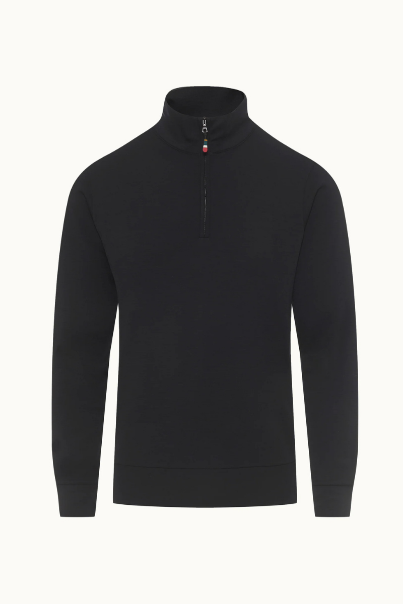 Half-Zip Recycled Polyester Sweatshirt — Black