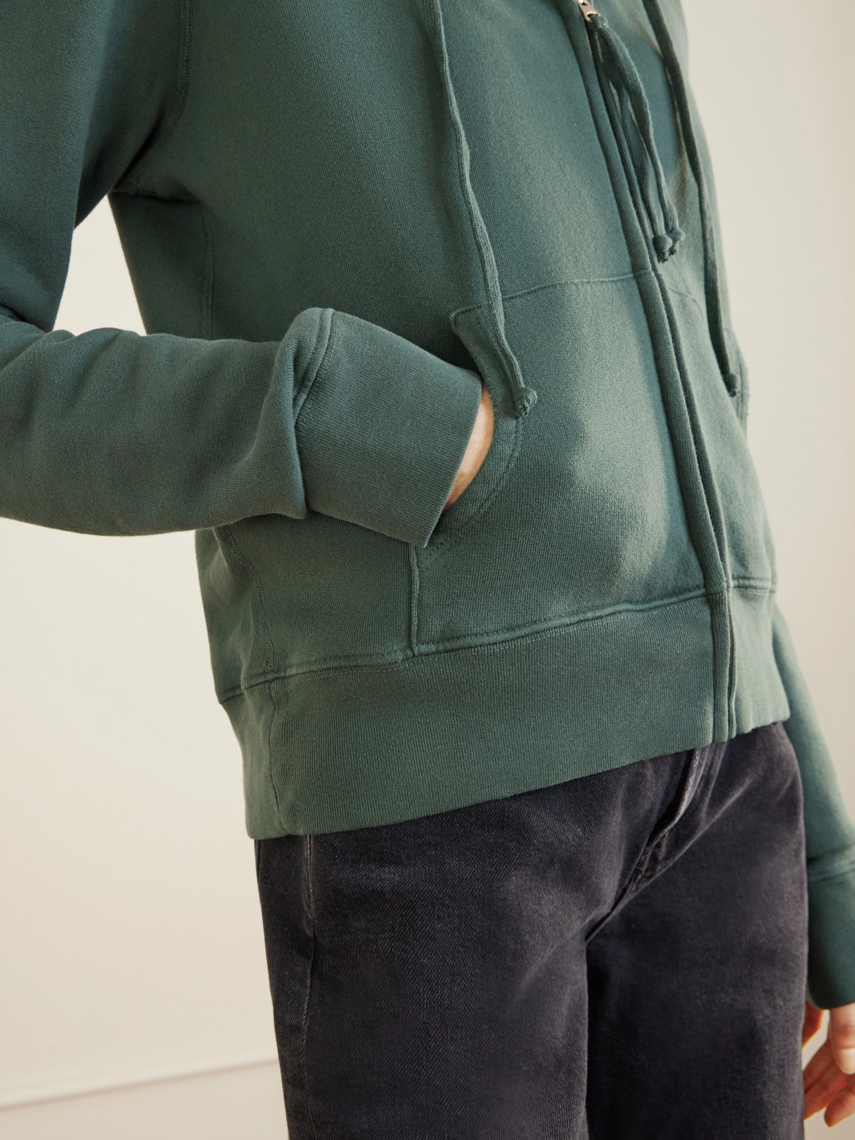 Cotton-jersey Zip-up Hoodie - Green