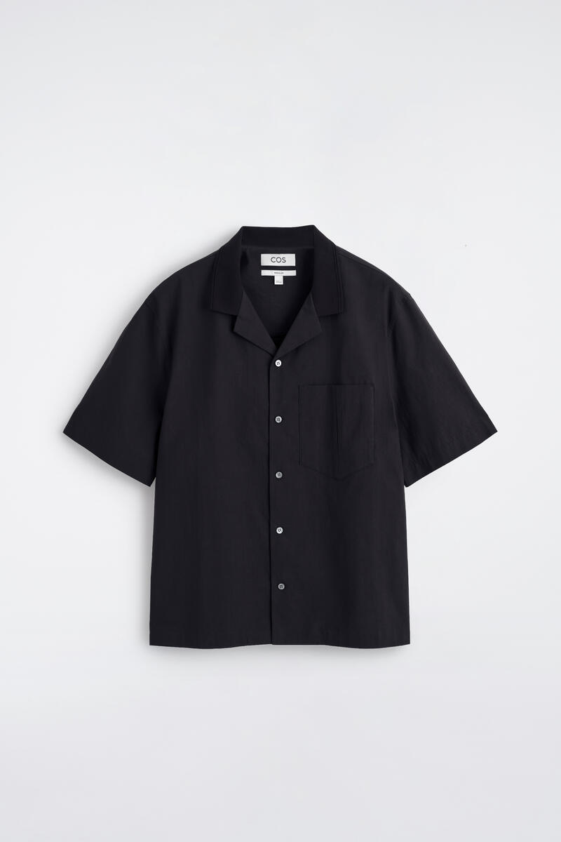 Camp-Collar Cotton Shirt