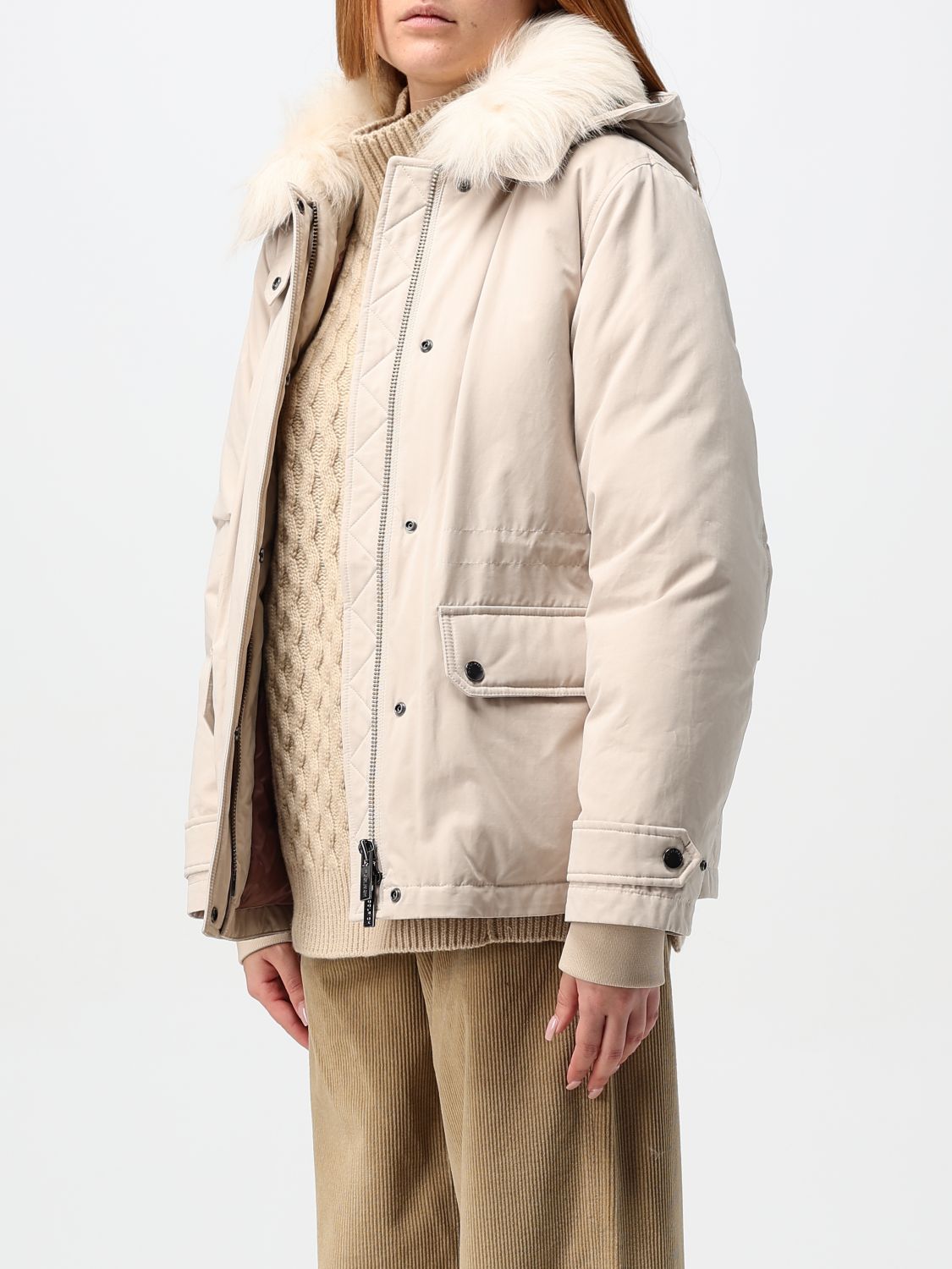 Detachable-hood down jacket - Green