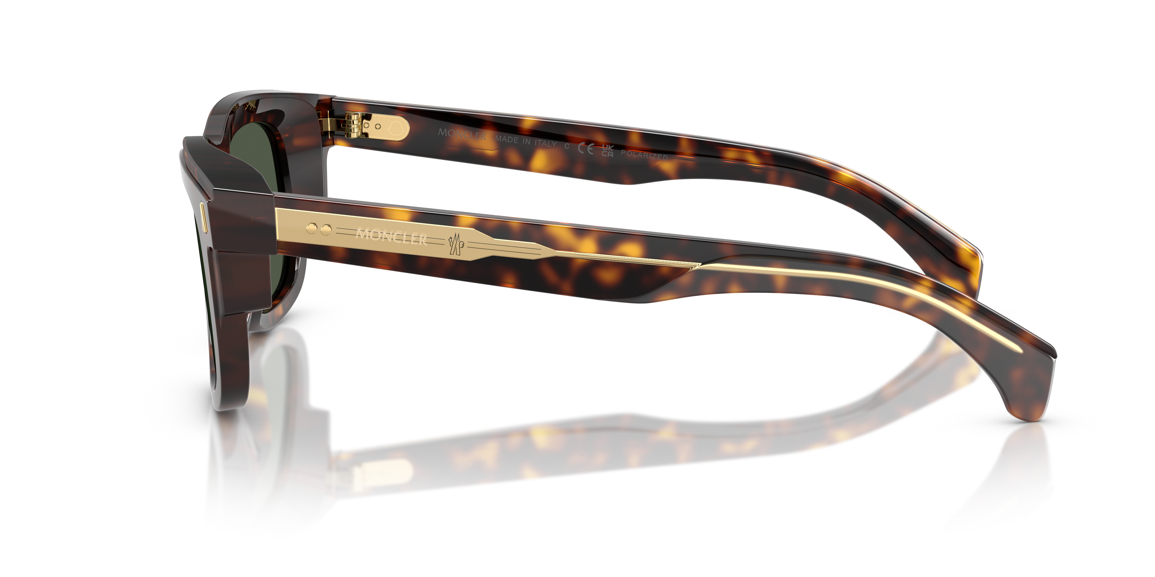 Moncler Unisex Moncler ME6004 CLARO 30029A Gafas de sol Acetato Tortuga Verde Cuadrada Polarizado