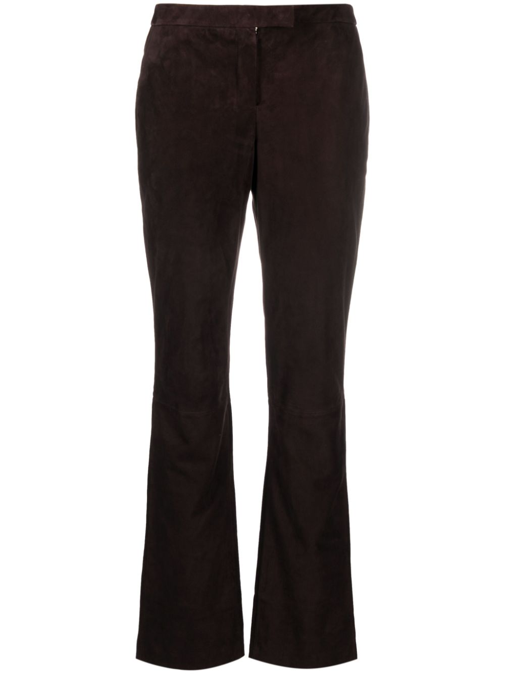 Flared leather trousers - Brown