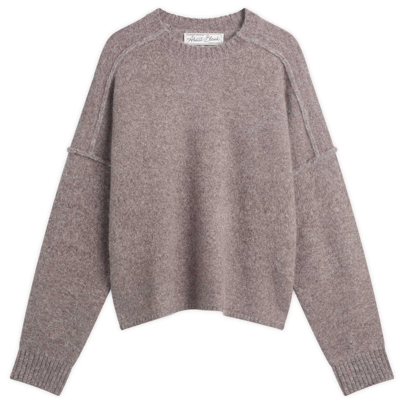 Men's Exposed Mock Neck Jumper in Biscuit