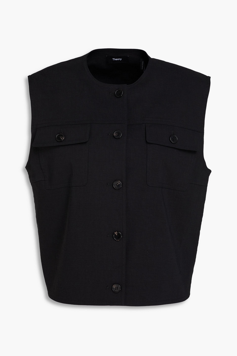 Trucker linen-blend vest - Black - US 14