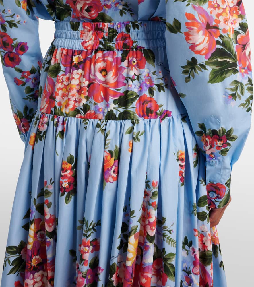 Floral cotton poplin maxi skirt