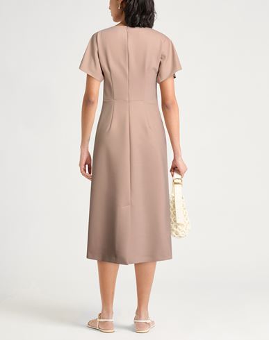 Woman Midi dress Sand Size 8 Polyester, Virgin Wool, Elastane
