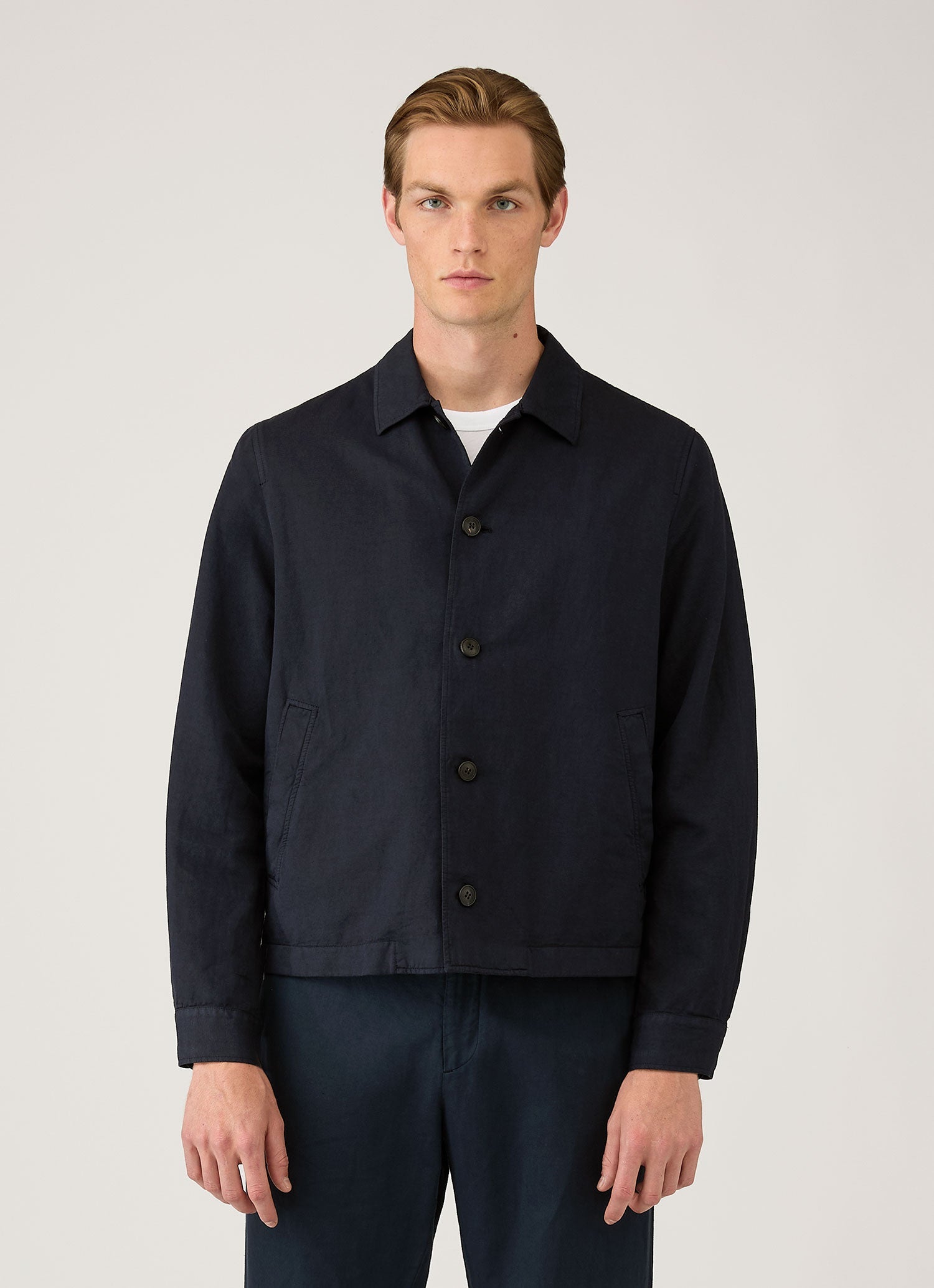 Men's Cotton Linen Jacket in Navy XL