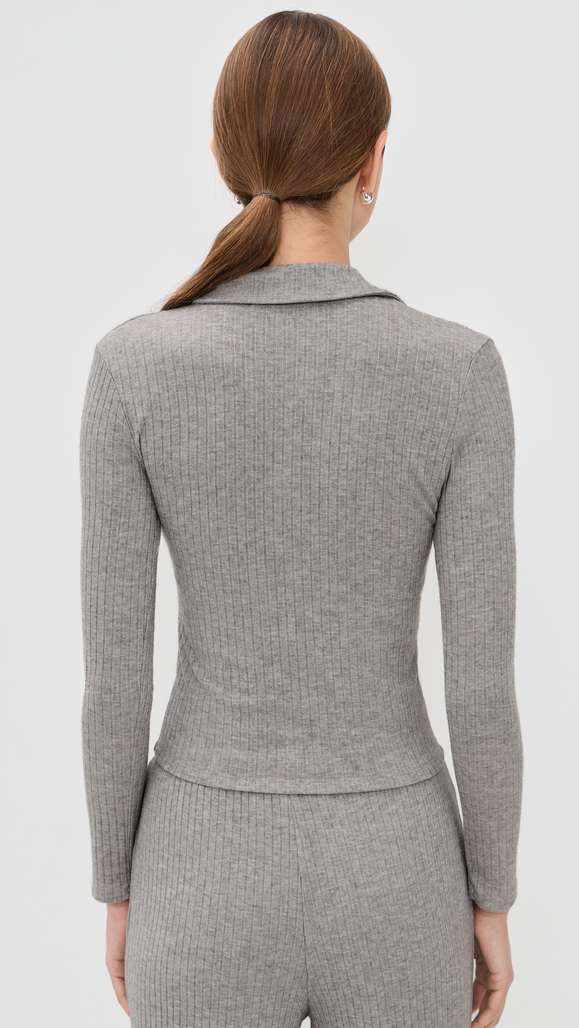 Mia Ribbed Cardigan Heather Grey