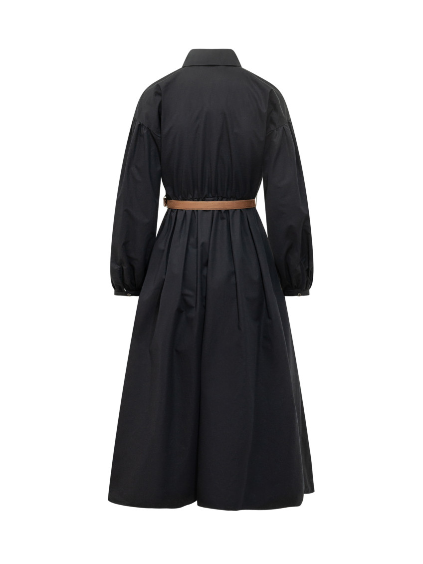 Black Shirt Collar Maxi Dress