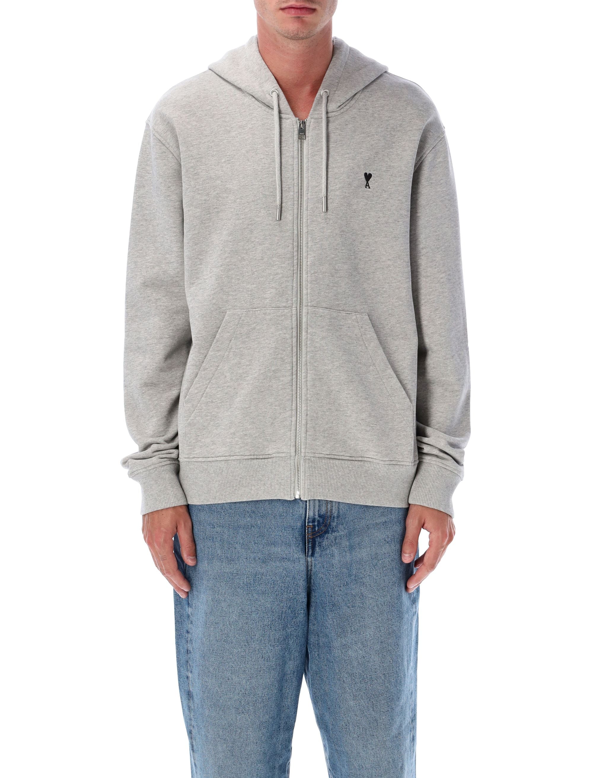 Men's Zip-Front Loopback Cotton Hoodie with OF Coeur Embroidery