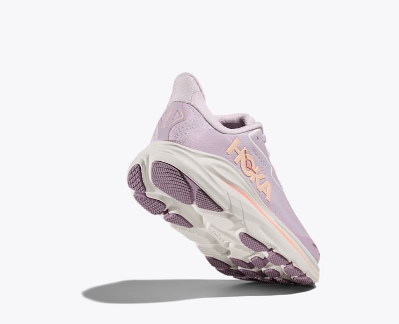 HOKA Clifton 10 Shoes in Lilac Cream/Tangerine Glow