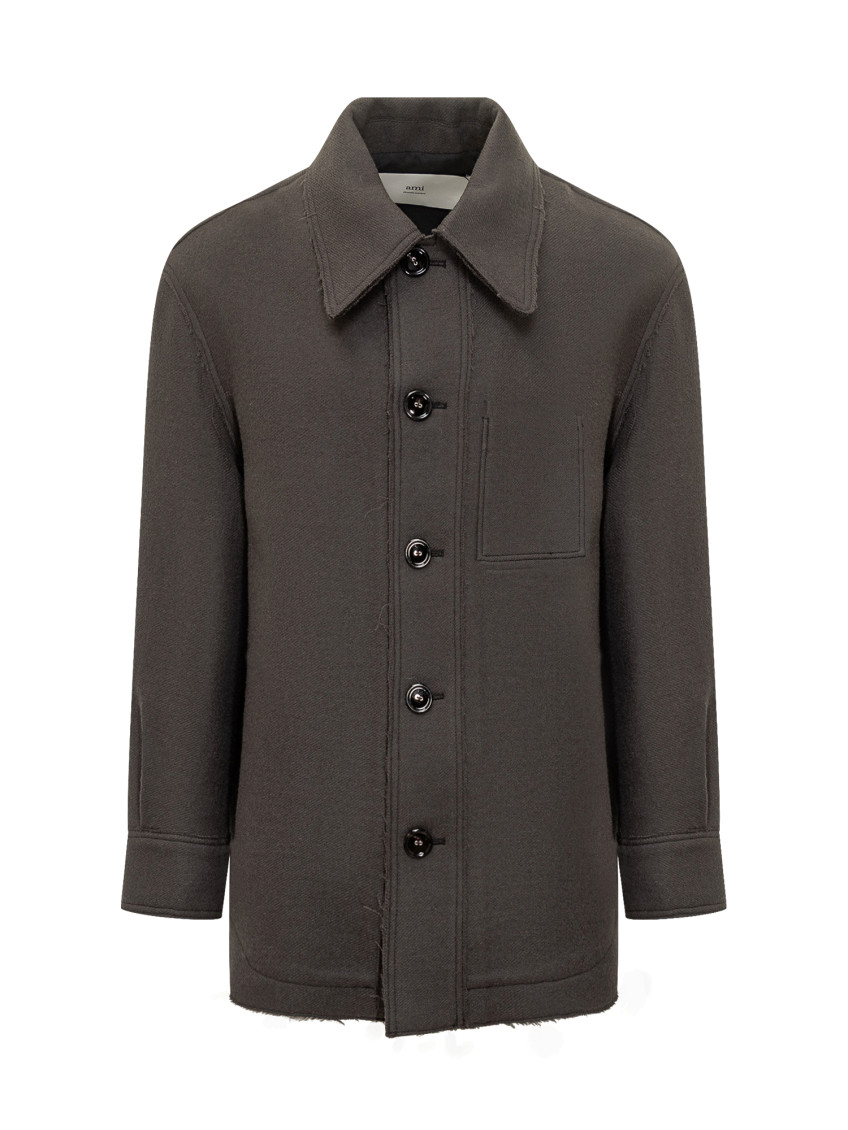 Grey Shirt Collar Jacket