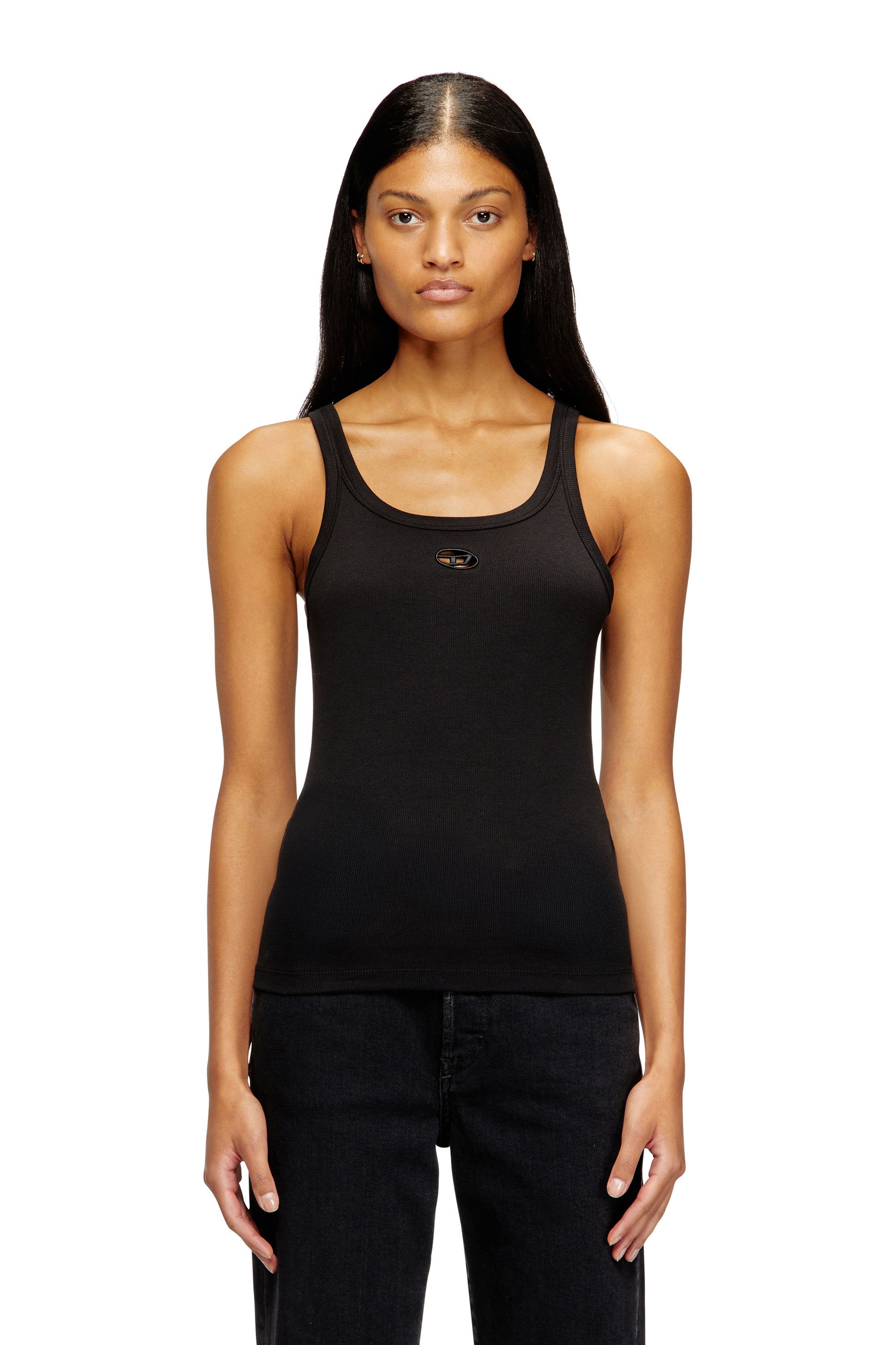 Slim tank top with laser-cut Oval D - T-Shirts - Woman - Black