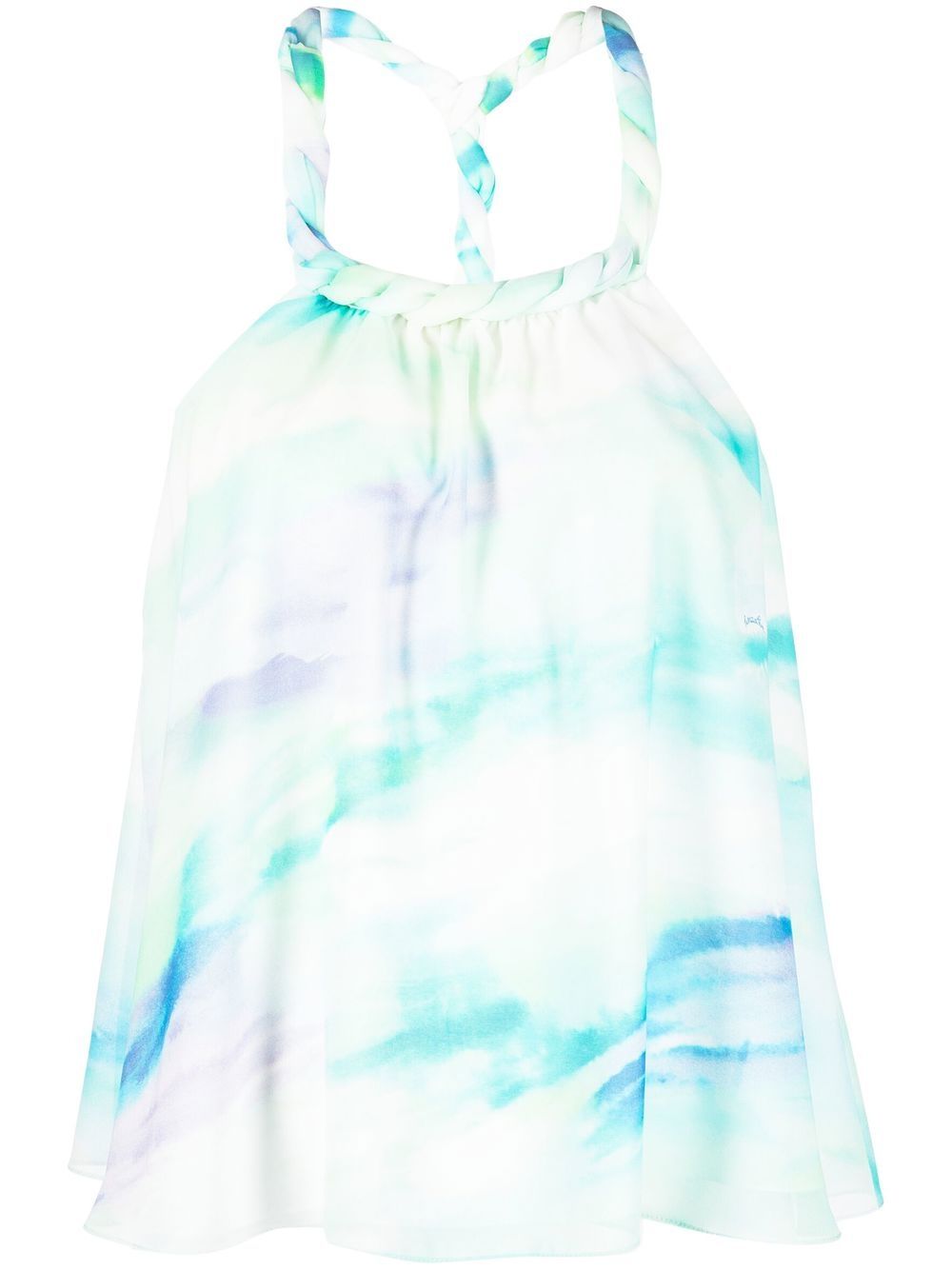 Tie-dye-print vest top - White