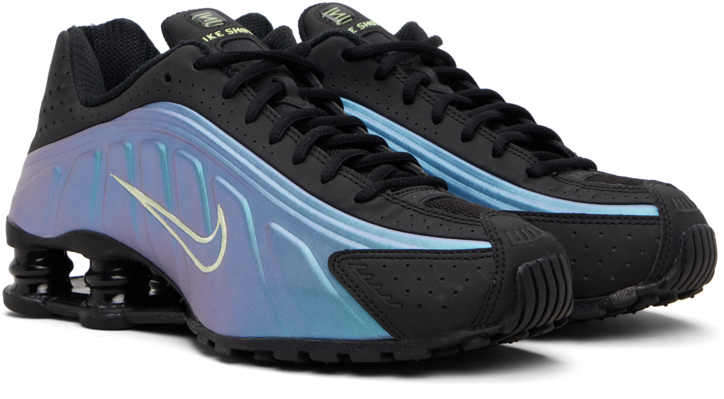 Black & Blue Shox R4 Sneakers