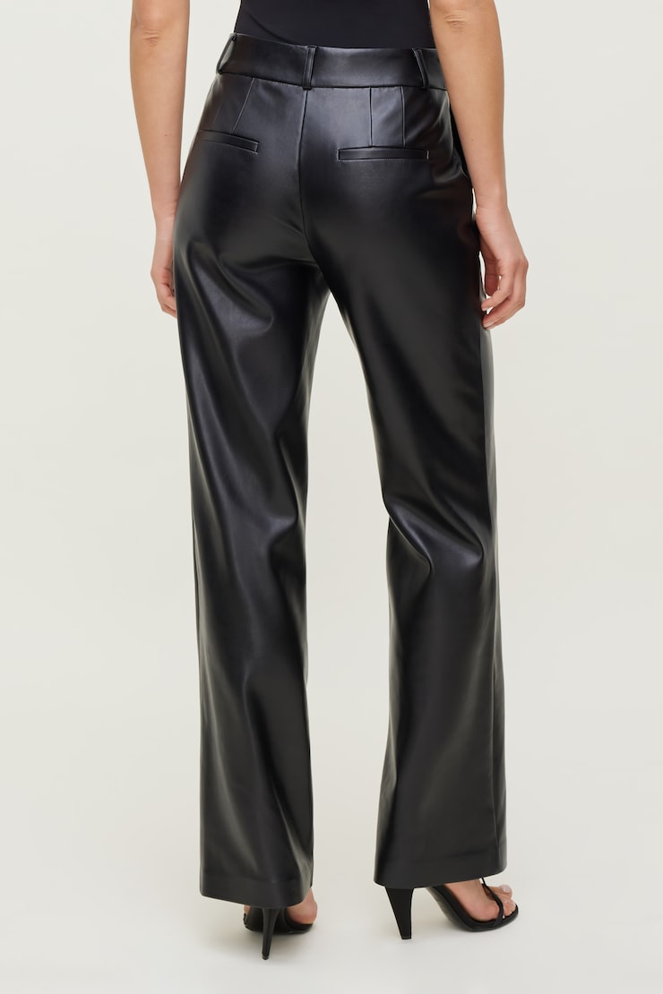 Camelia Straight Leg Faux Leather Pants - Black - Women Clothing