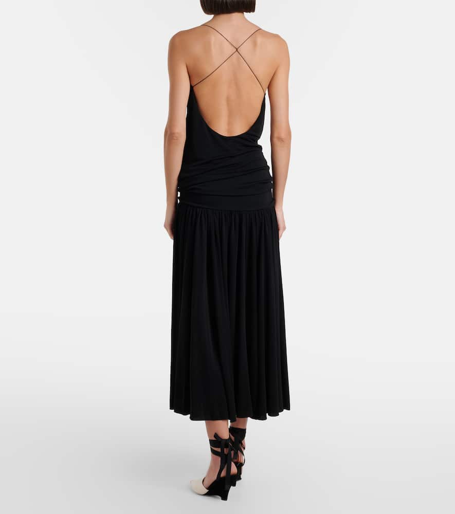 Abiha gathered jersey midi dress